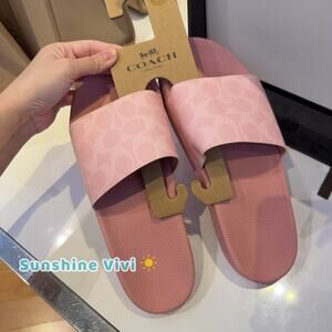 New Coach women Udele Sport Slide Signature Canvas CAR28 Powder Pink US 6